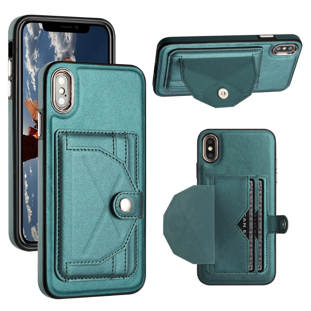 YB Leather Coating Series-4 for iPhone XS Max Leather Coated TPU Phone Case with Card Slots Kickstand YB Leather Coating Series-4 for iPhone XS Max Leather Coated TPU Phone Case with Card Slots Kickstand